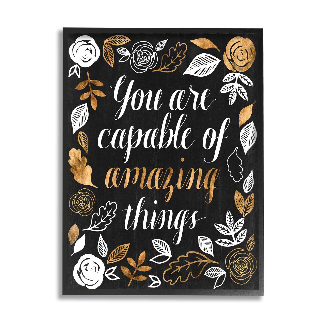Stupell Industries Capable of Amazing Things Encouragement Autumn Floral in Black Frame Wall Art